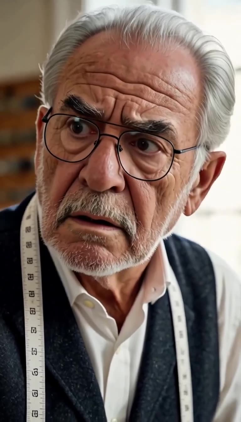 Senior cutter Arthur Miller staring in astonishment across his worktable