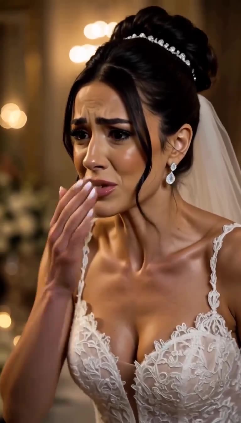 The bride weeps in sheer horror as the groom's true character is exposed.