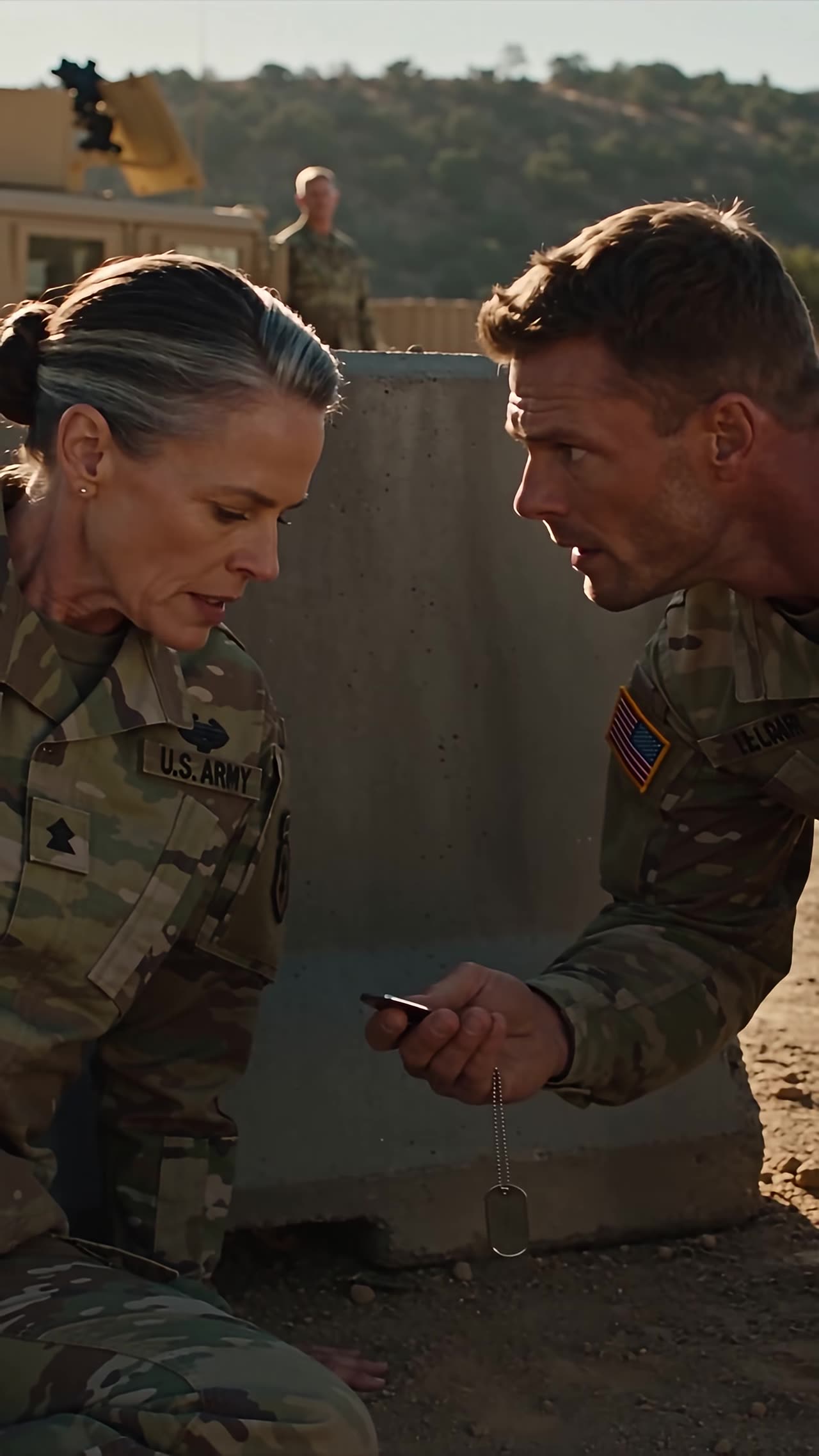 Marcus reveals dog tags during tense standoff
