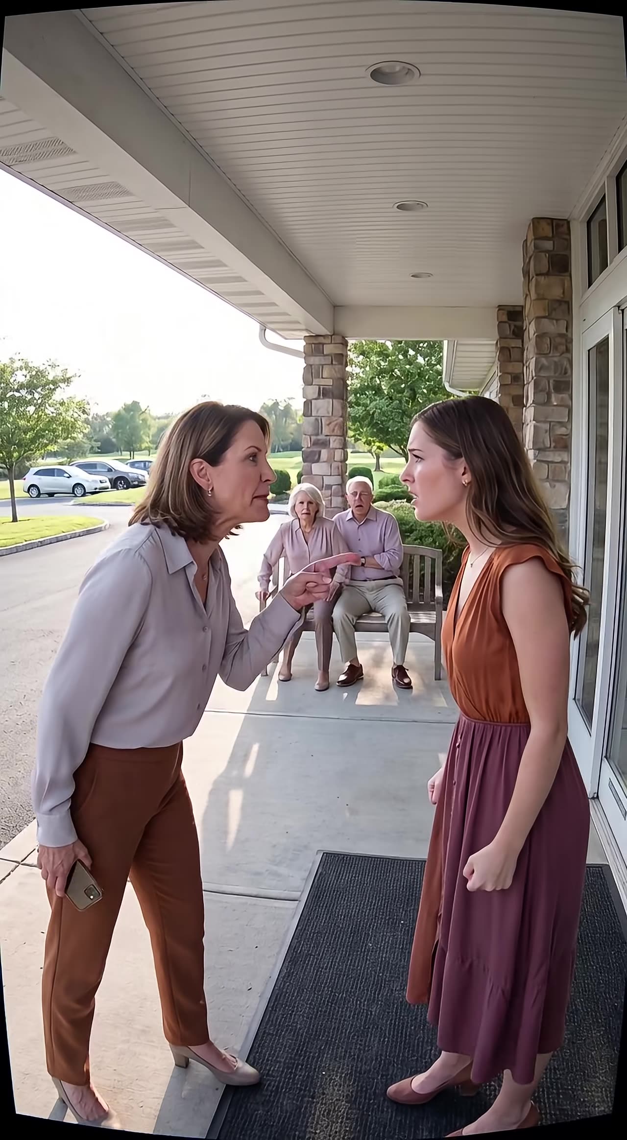 Older sister points finger during heated family argument