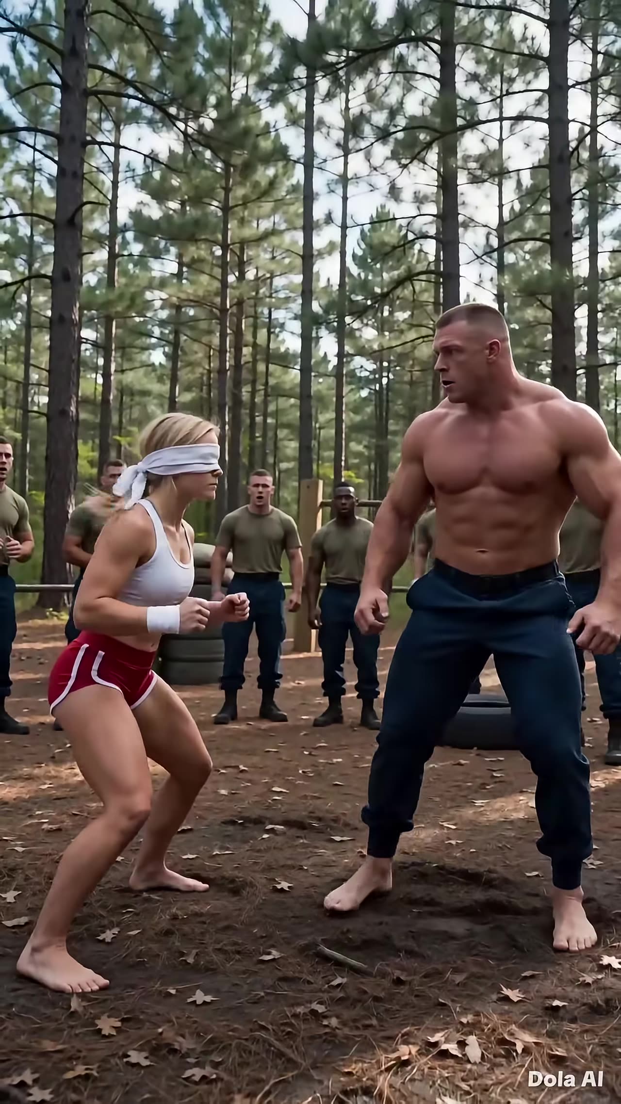 Both fighters face off in tense staredown in forest training camp