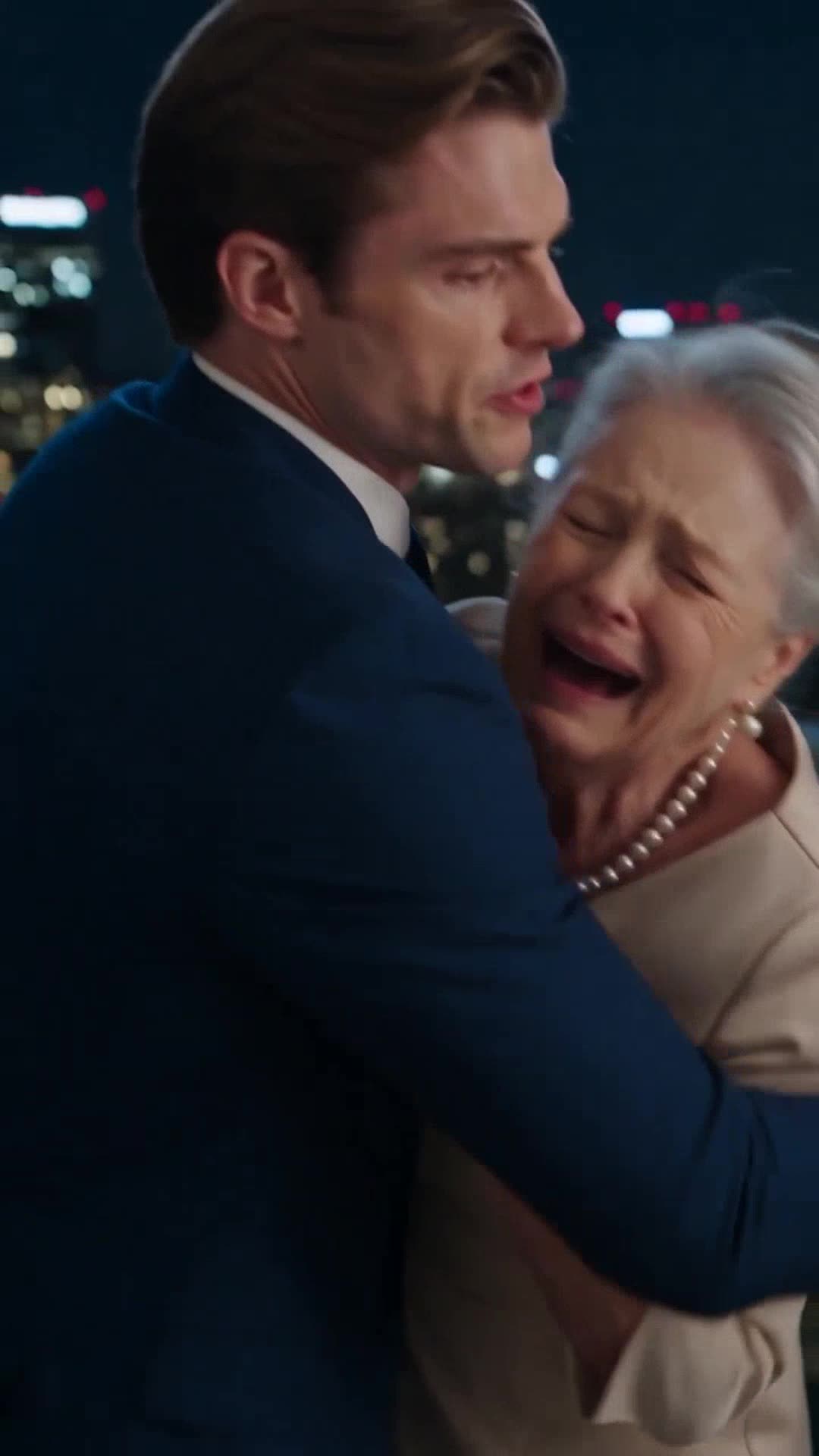 Nathaniel holding his weeping mother Éléonore tightly after pulling her back over the railing