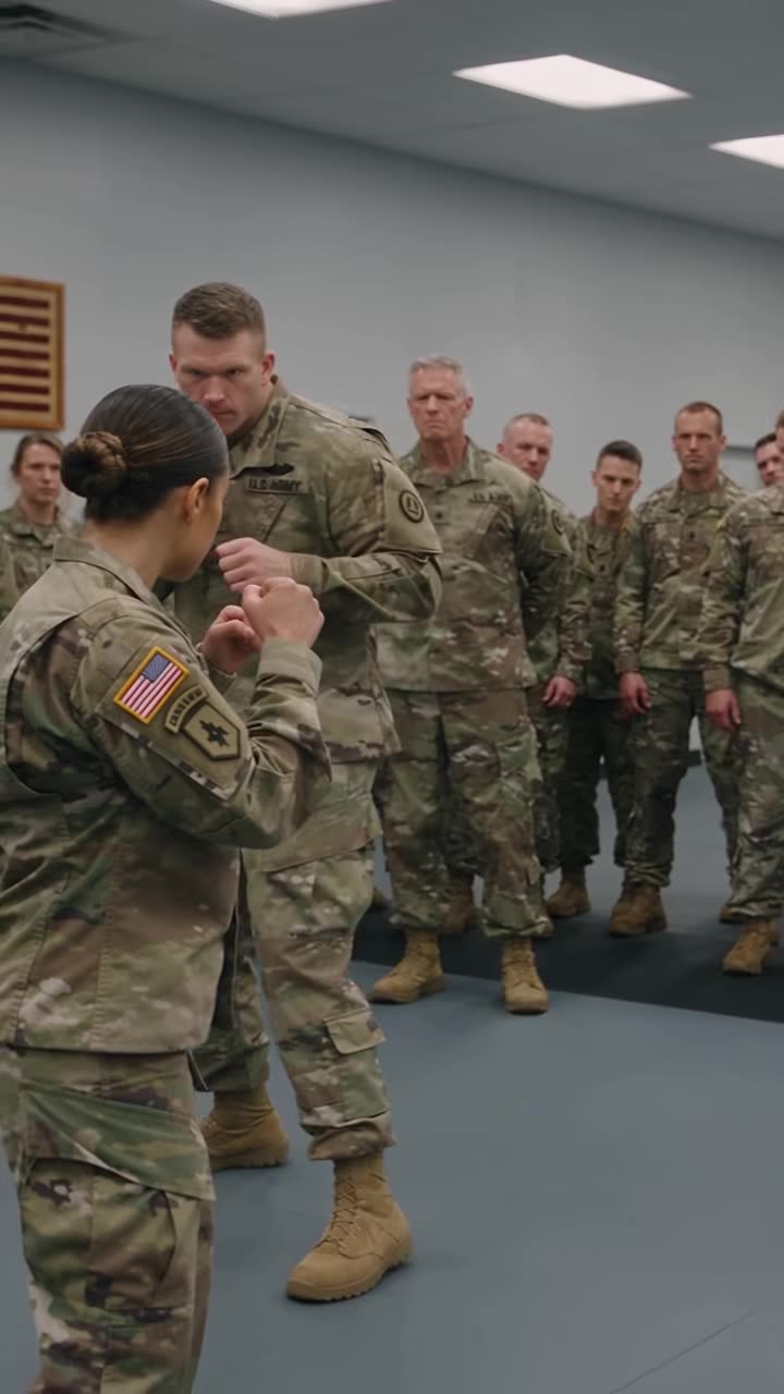 Male soldier's smile fades as tense standoff continues in circle