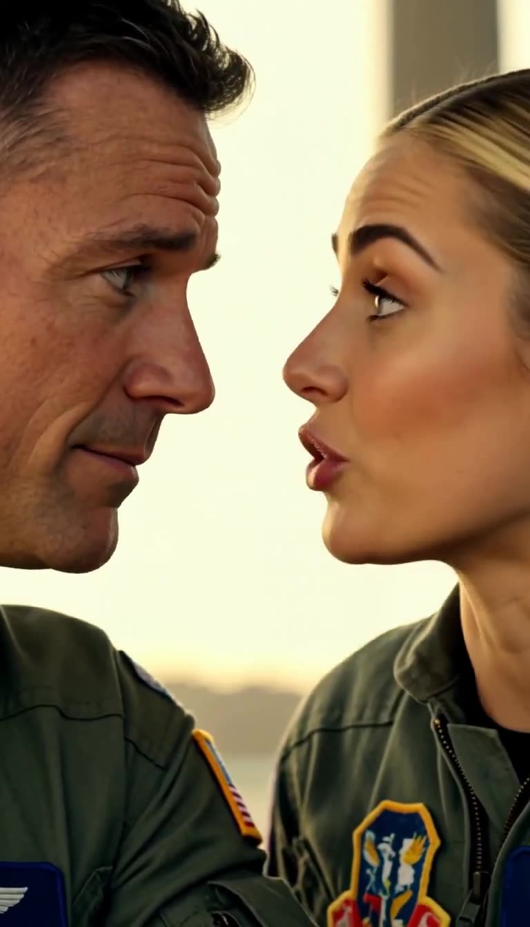Ryan and Maya locked in face-to-face stare