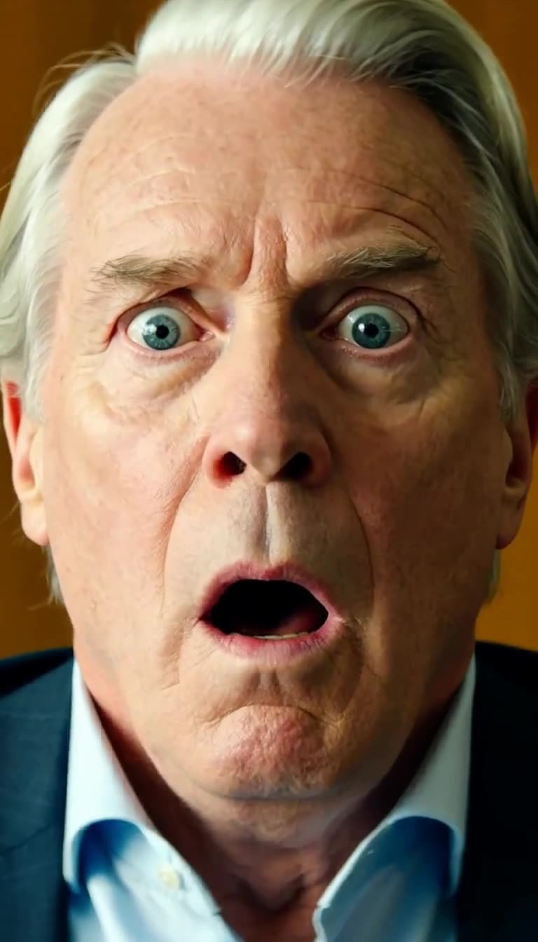 Richard frozen in wide-eyed terror close-up