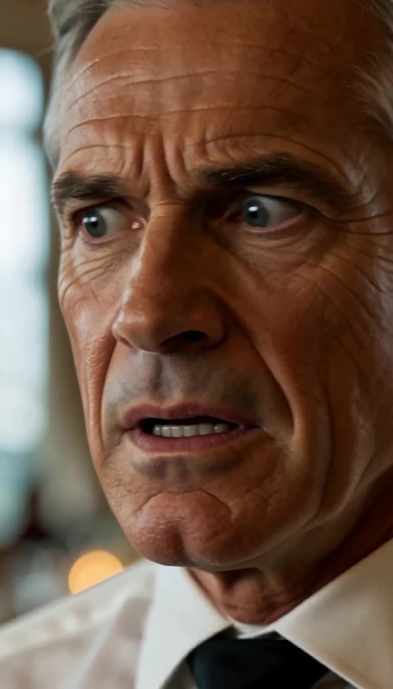 Panicked man glancing sideways with mouth agape