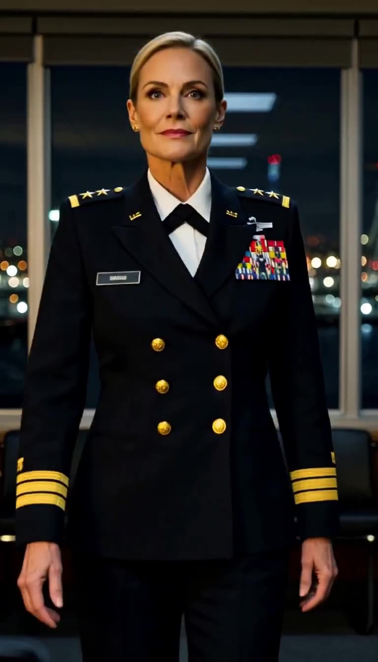 Commander Olivia Hayes standing proud in dress uniform