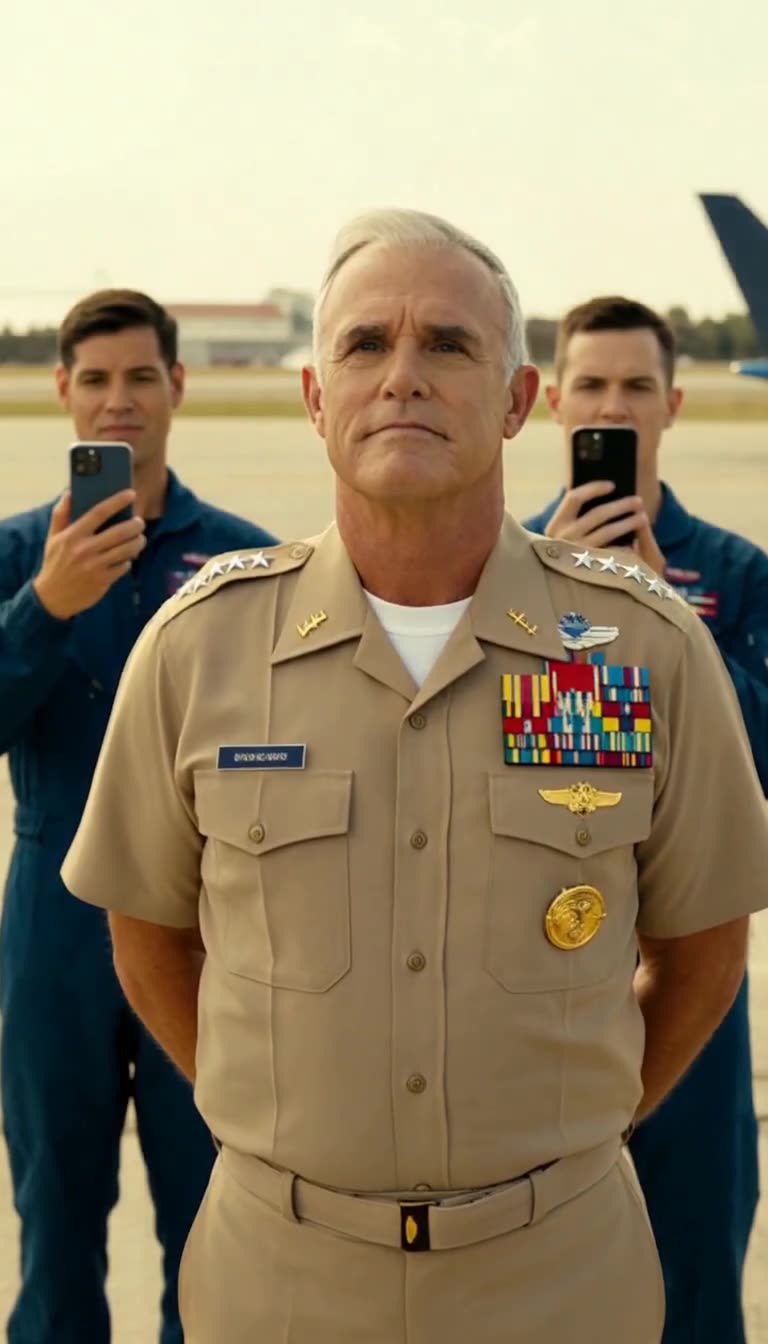 Stern colonel watches as officers film on phones