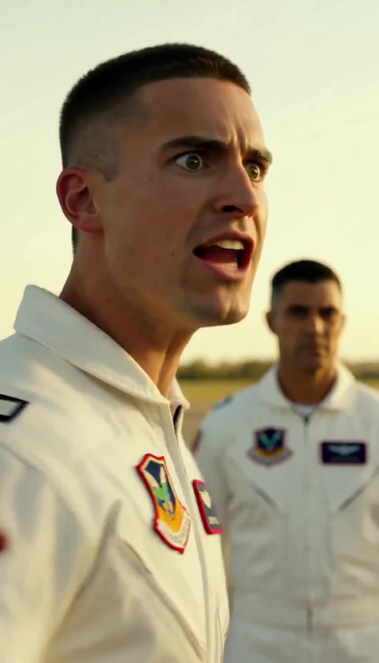 Tyler stunned with mouth open as officer watches behind