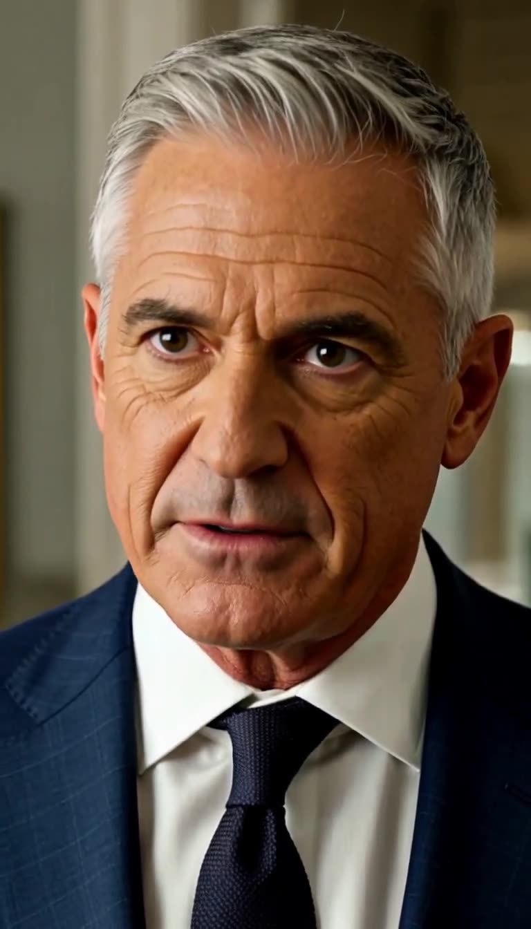 Ethan staring coldly in navy suit, unyielding