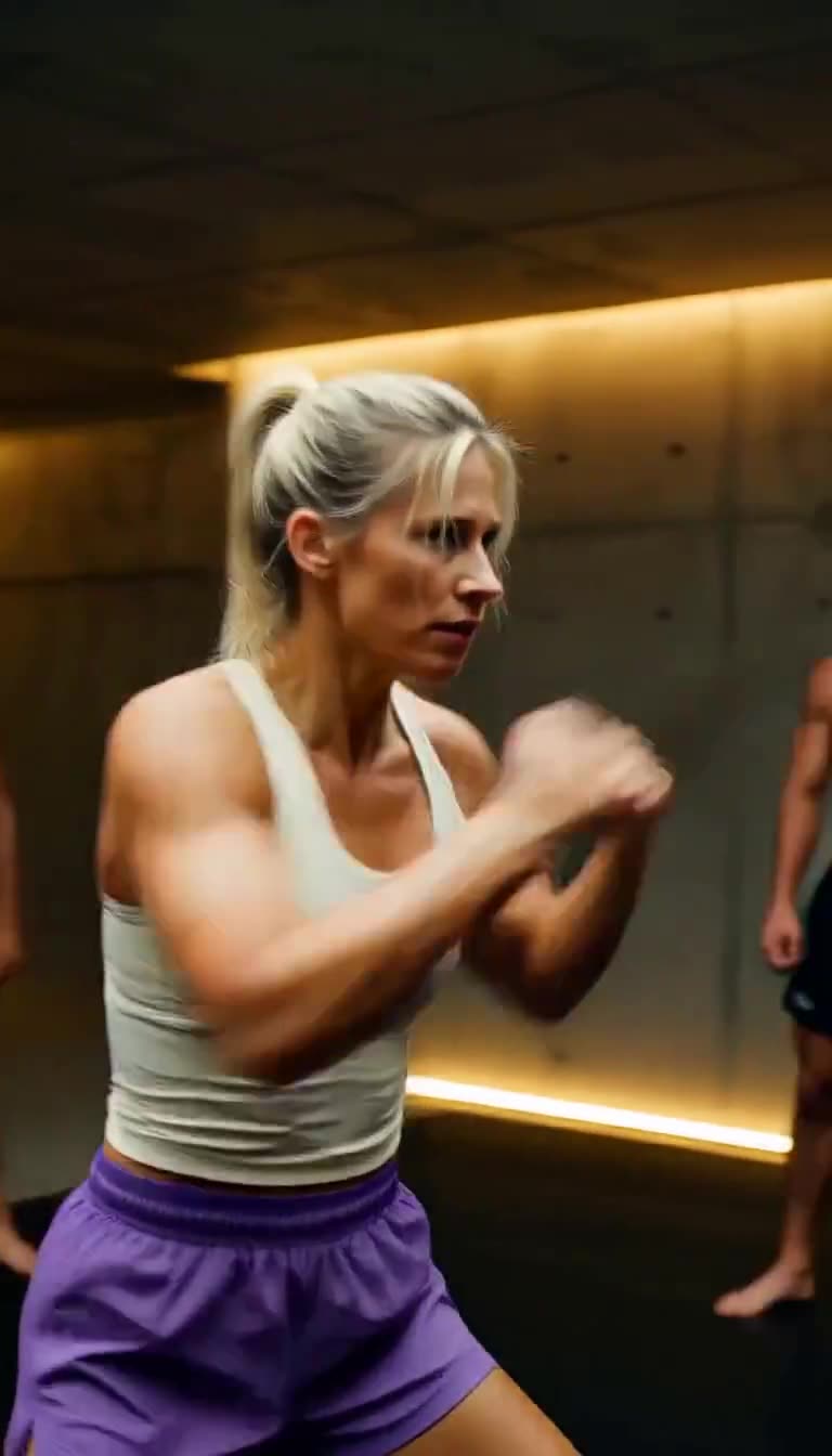 Elena resets in tight boxing guard