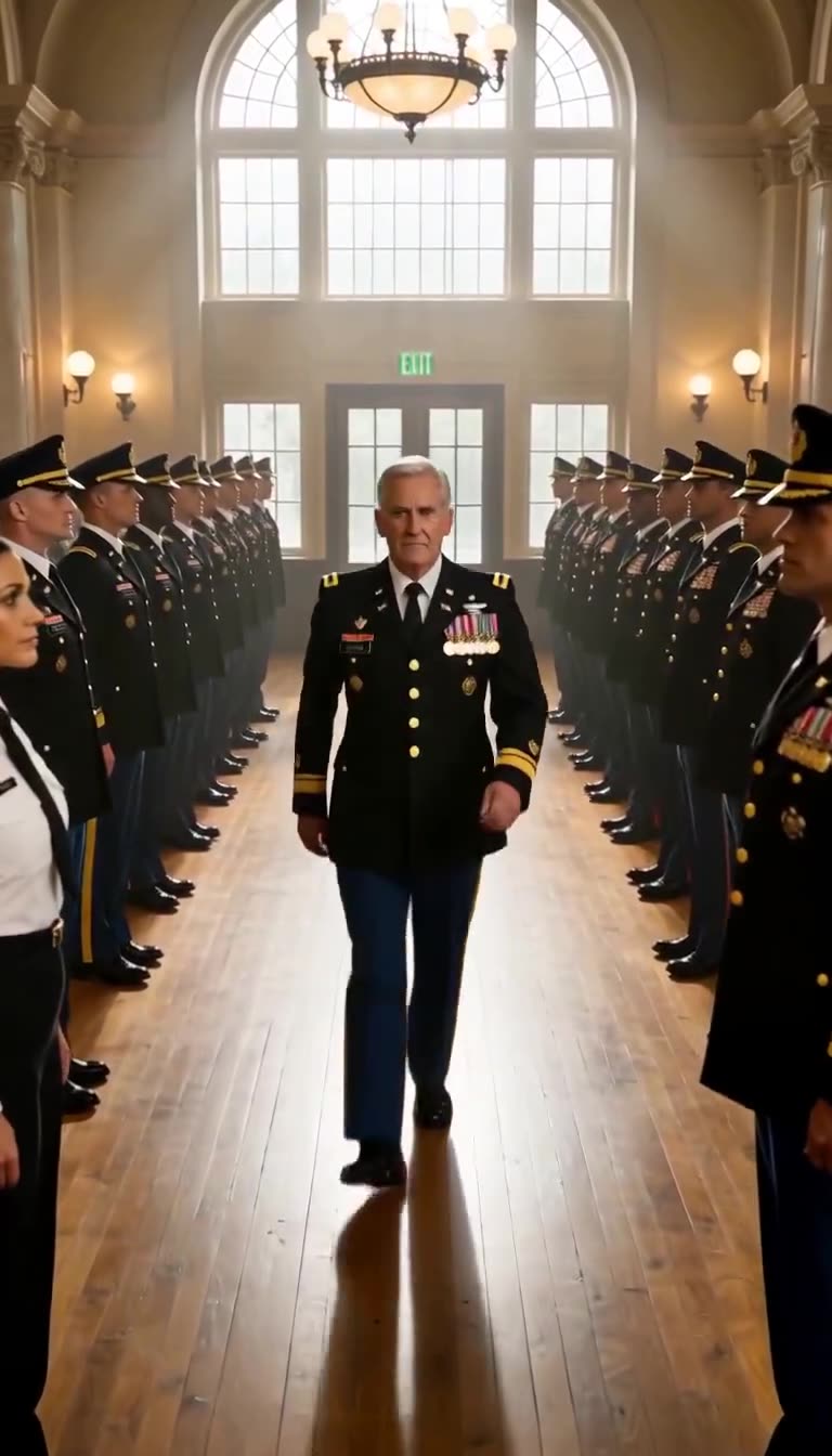 General marches down center aisle toward Carter and Tanner
