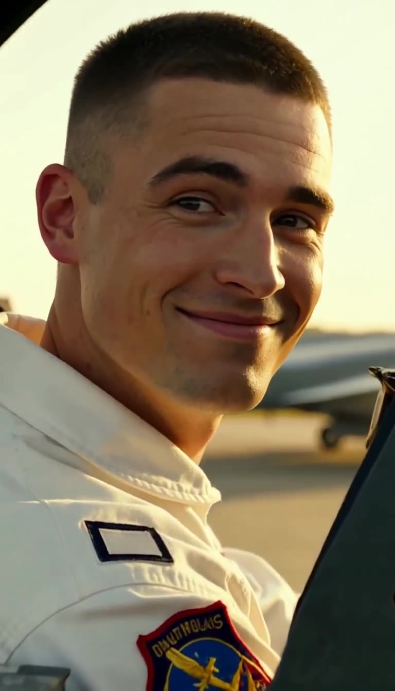 Smirking officer expecting humiliation on flight line