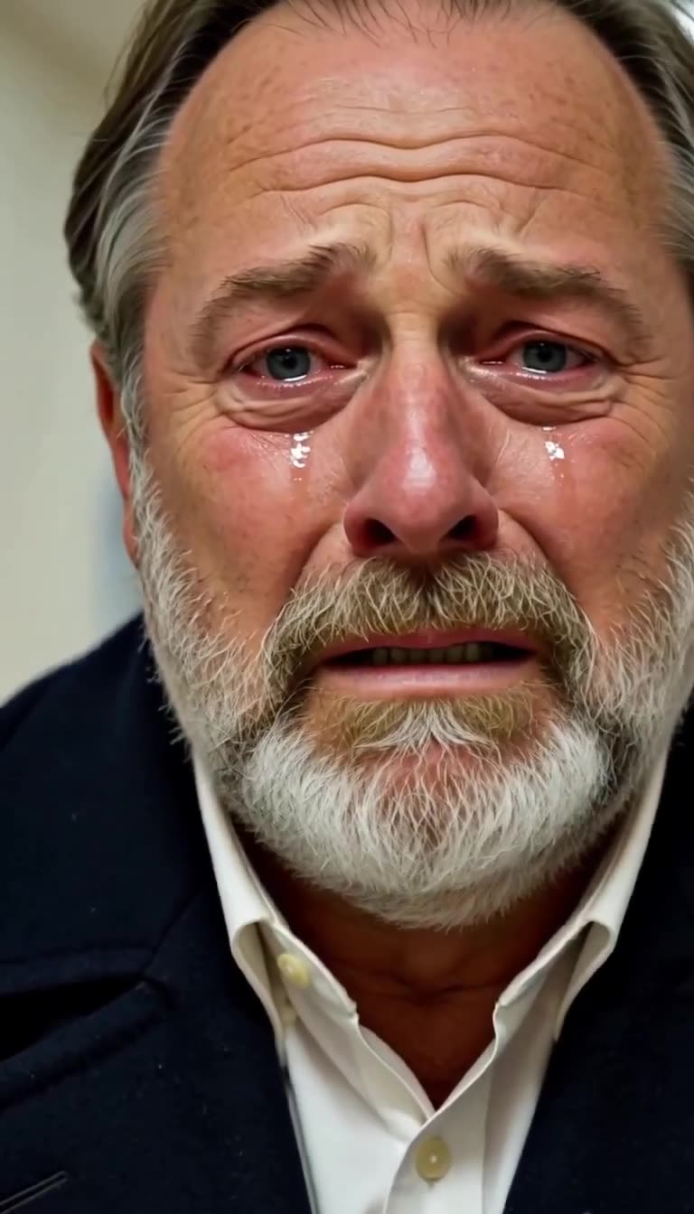 Extreme close-up of father crying with streaming tears