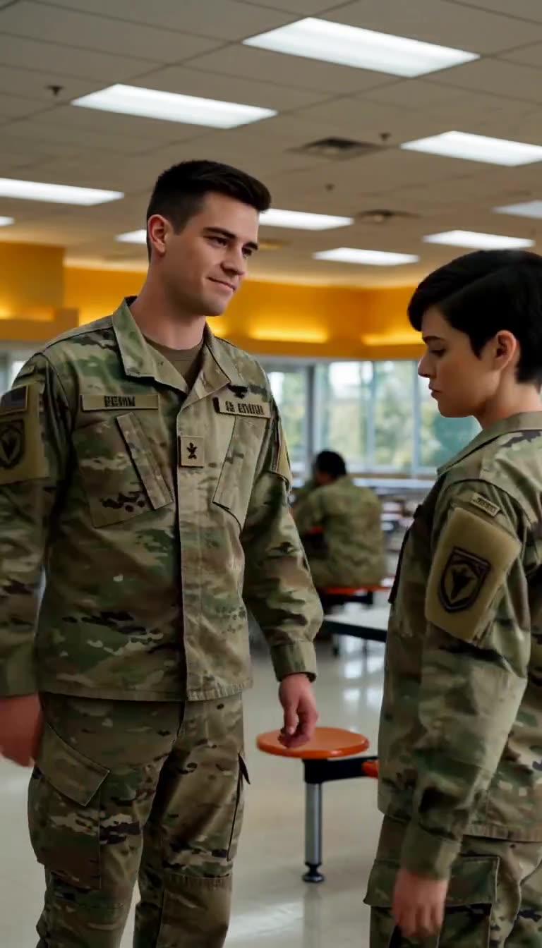 Male soldier smirks while facing female officer after argument