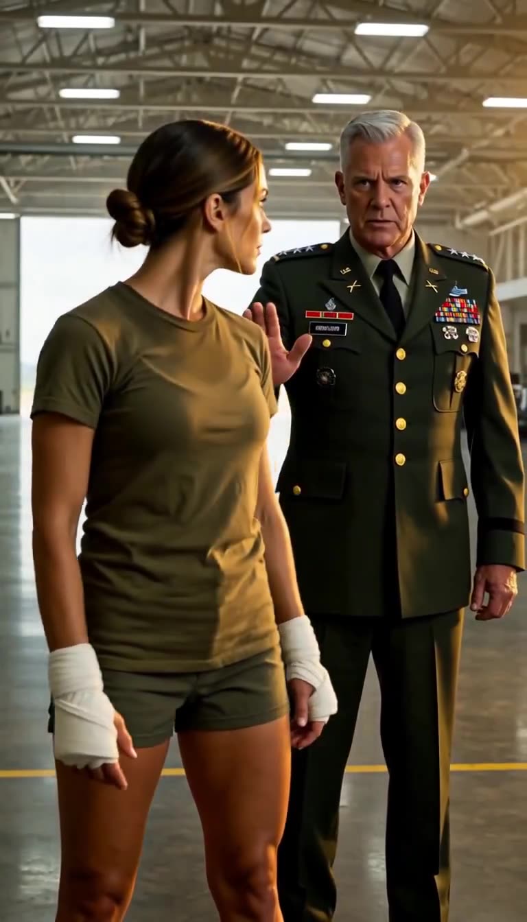 General raises hand to stop Rocker and protect Claire