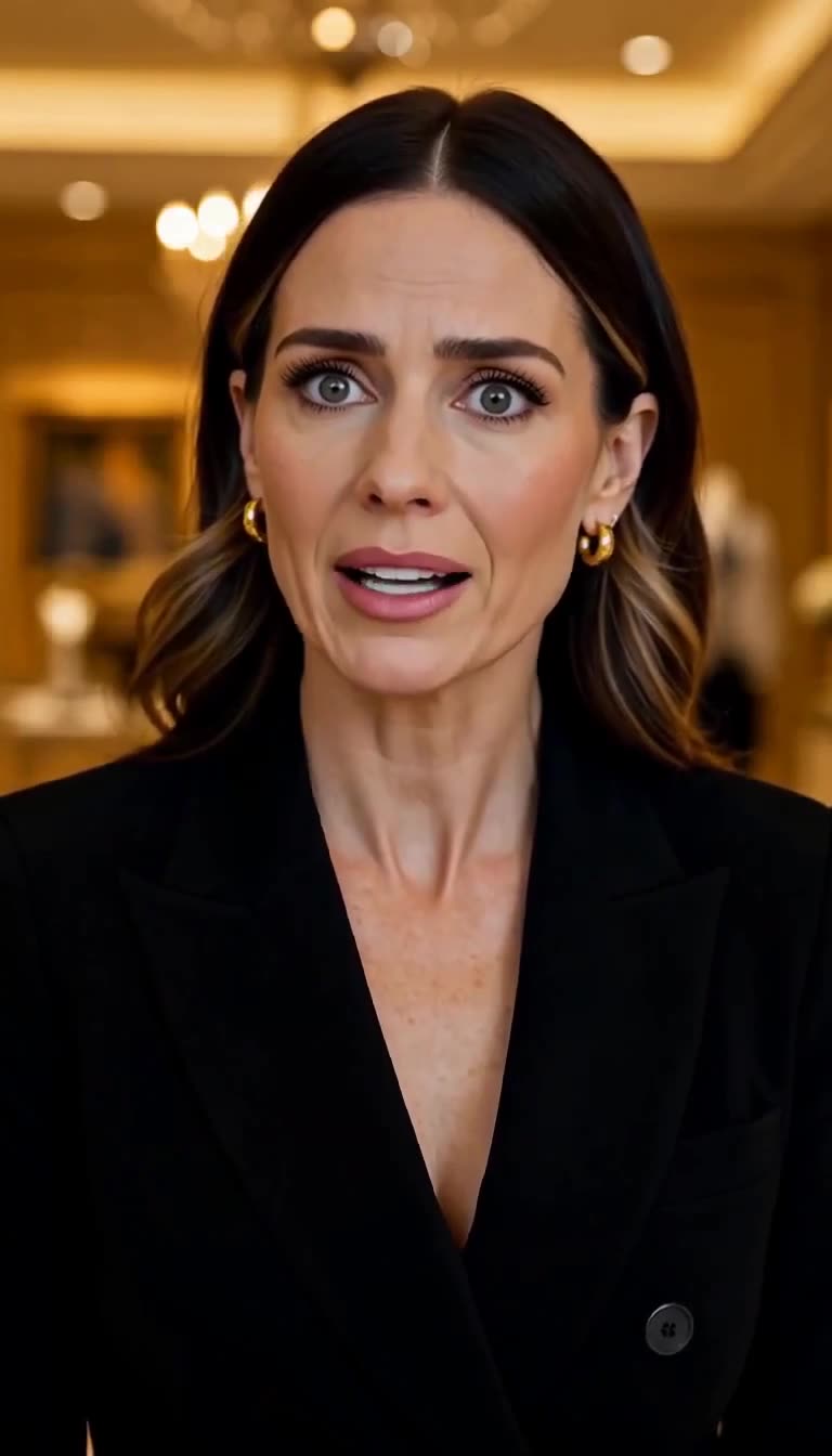 Elegant saleswoman in black stunned speechless
