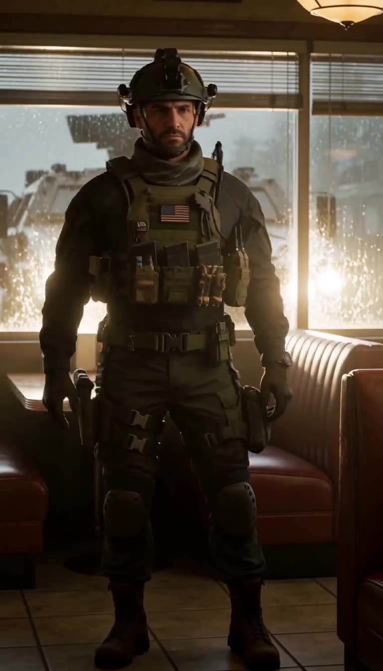 Operator holds ground in rim light as armor arrives