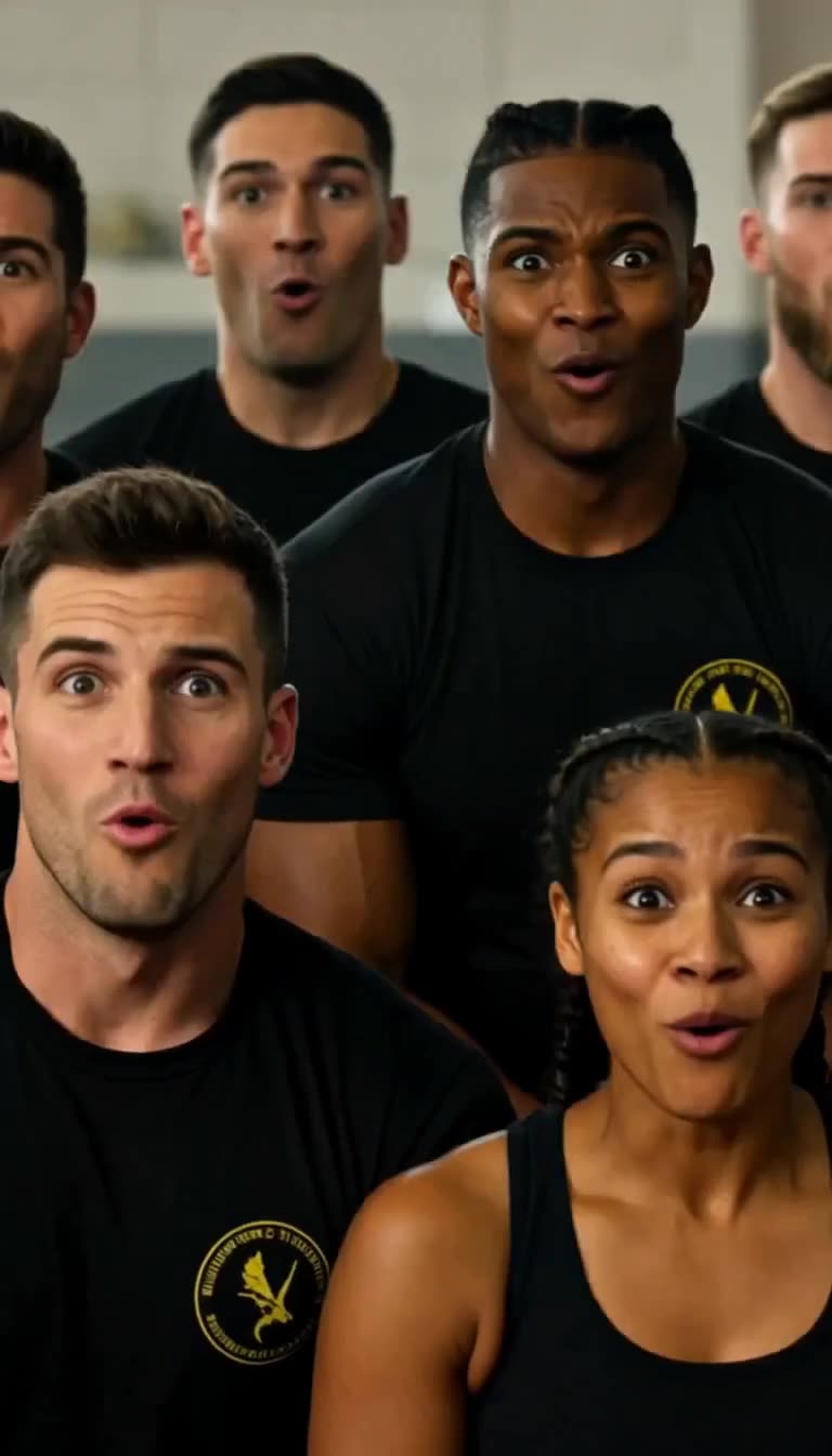 Shocked soldiers react with wide-eyed disbelief