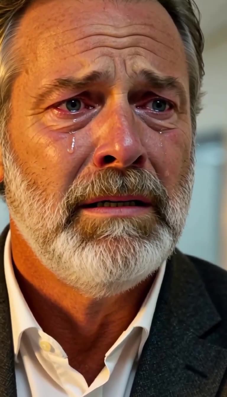 Close-up of tearful father's devastated face
