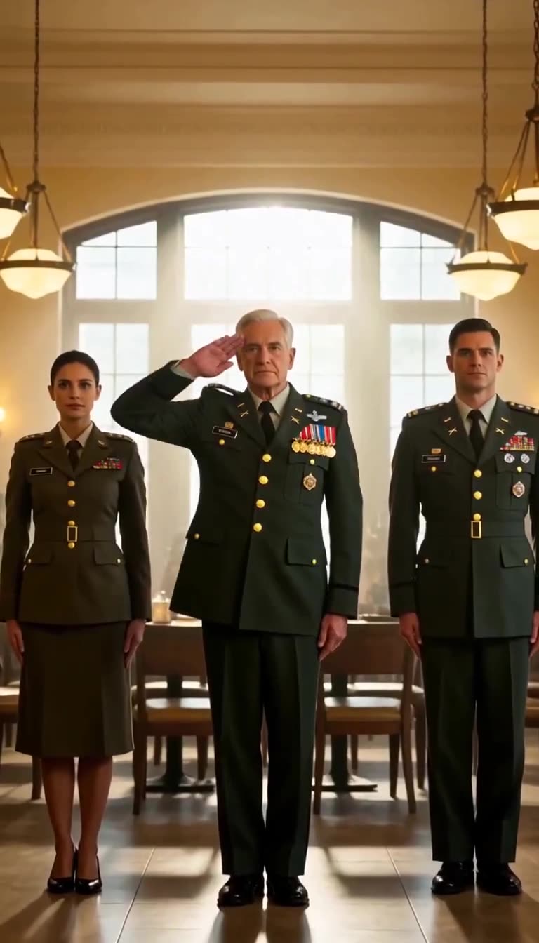 General salutes Officer Carter as Tanner stands stunned