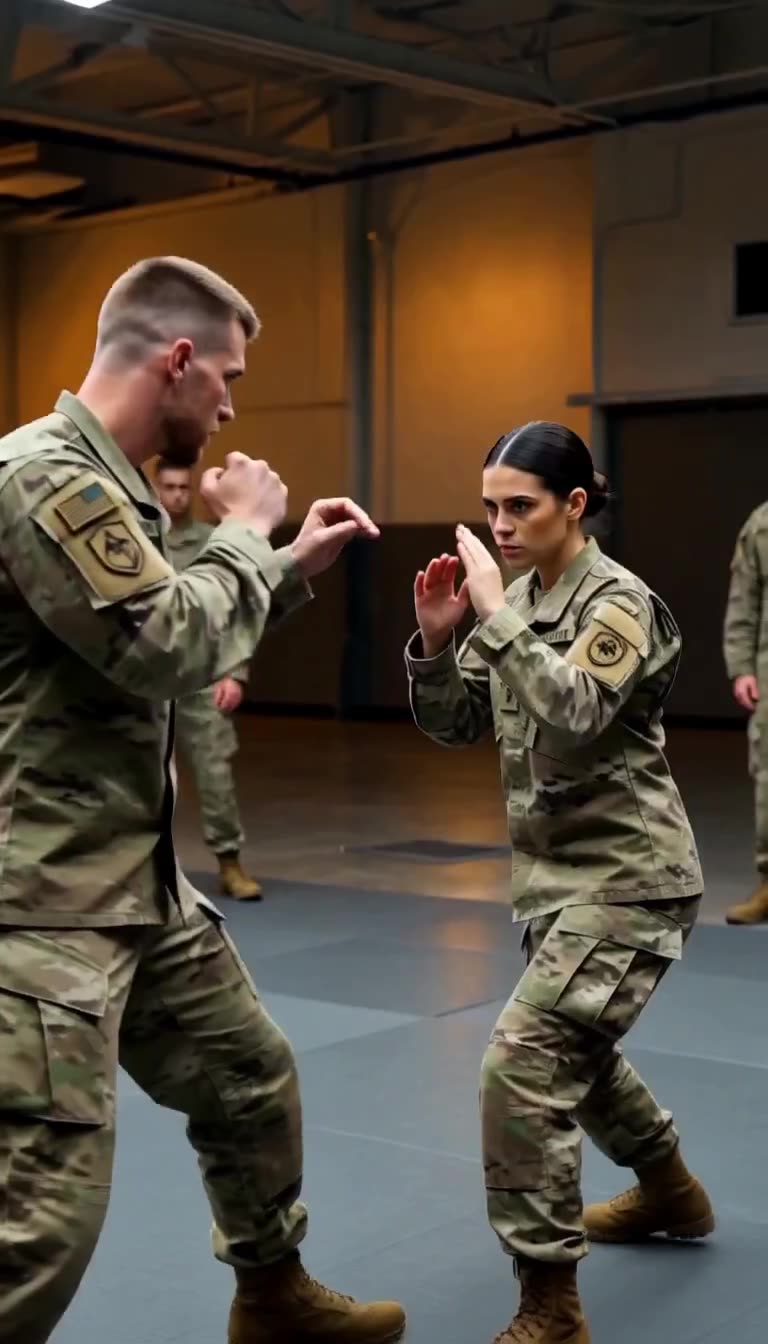 Both soldiers circle while holding tight guards under watch